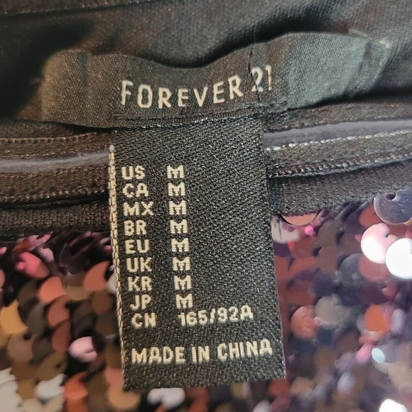 Forever 21 Sequin Long Sleeve Dress Pink Silver Ombre Party Club Mini M - Picture 4 of 8